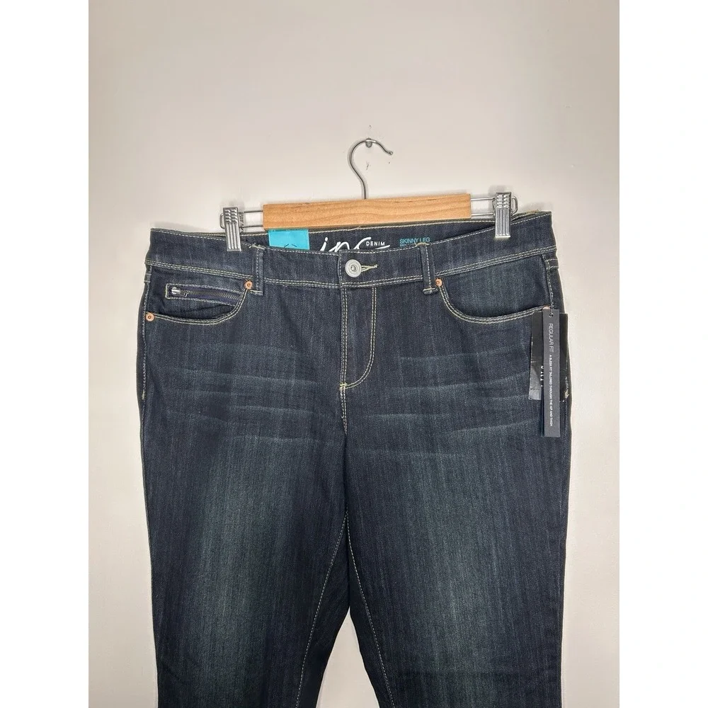 INC International Concepts Skinny Jeans Womens Dark Wash Zipper Ankle Size 12